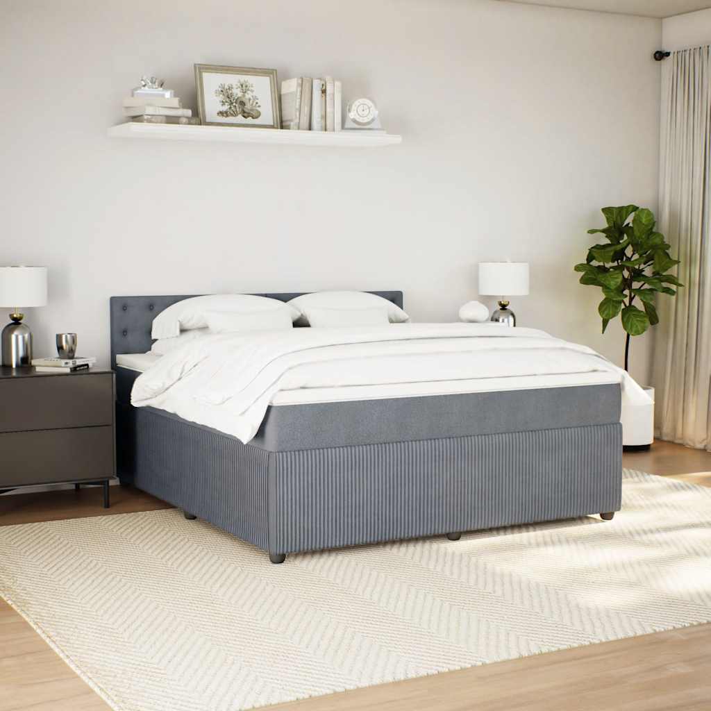 Giroletto a Molle con Materasso Grigio Scuro 180x200 cm Velluto