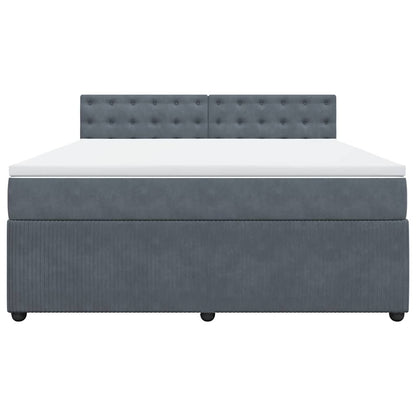 Giroletto a Molle con Materasso Grigio Scuro 180x200 cm Velluto