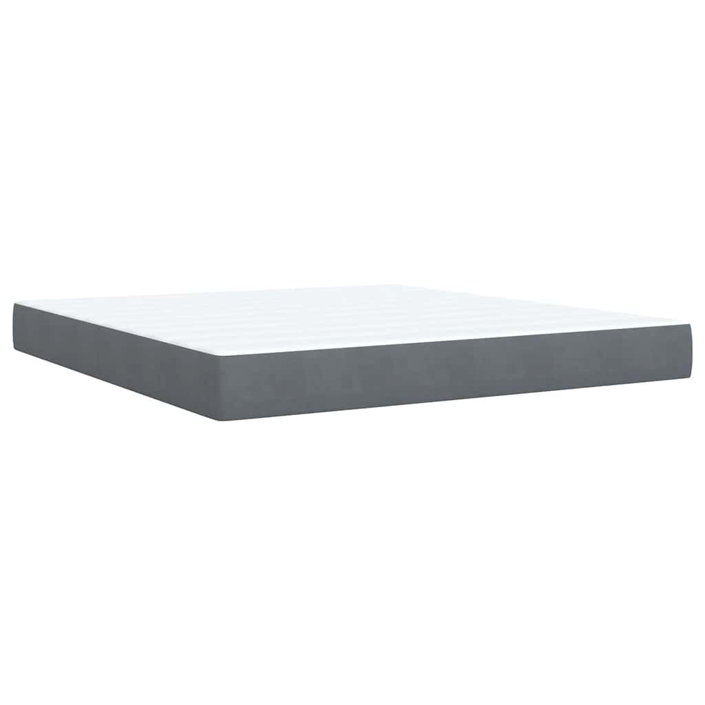 Giroletto a Molle con Materasso Grigio Scuro 180x200 cm Velluto