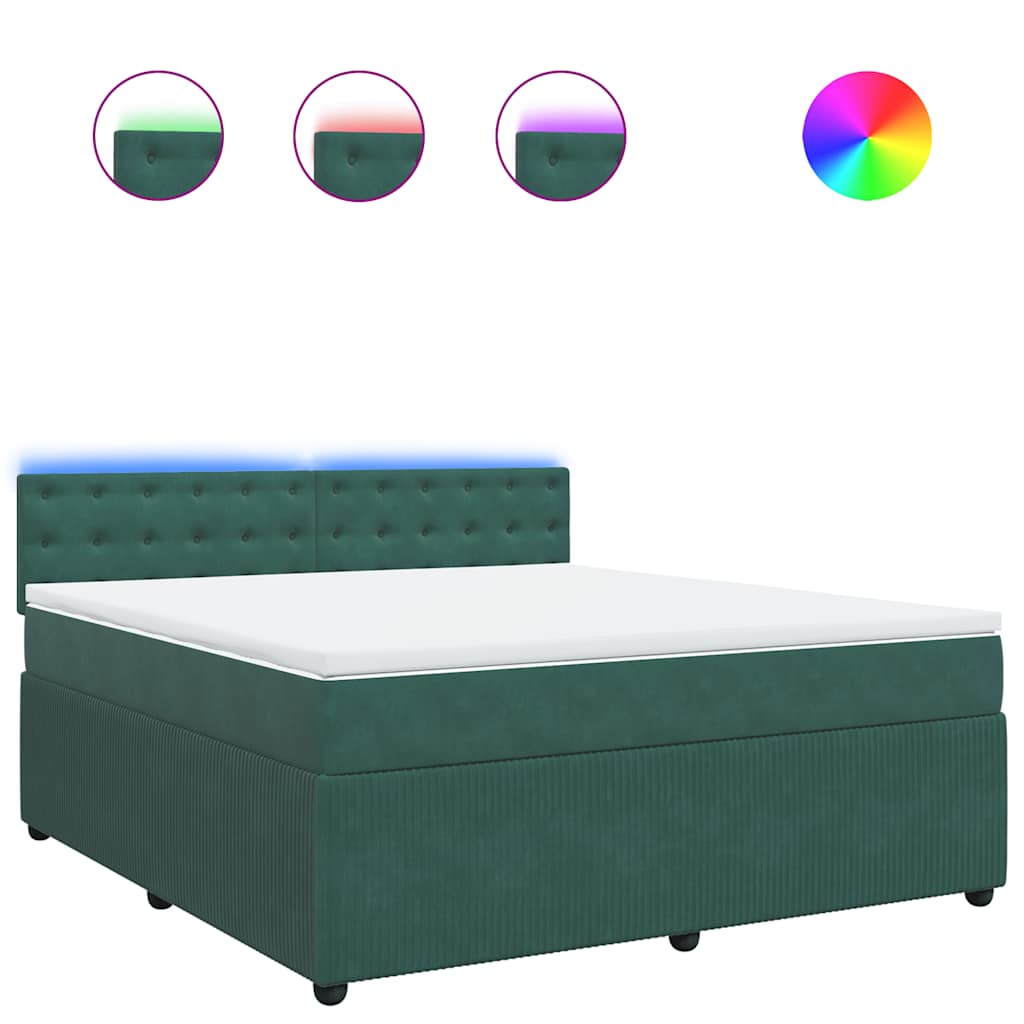 Giroletto a Molle con Materasso Verde Scuro 180x200 cm Velluto - homemem39