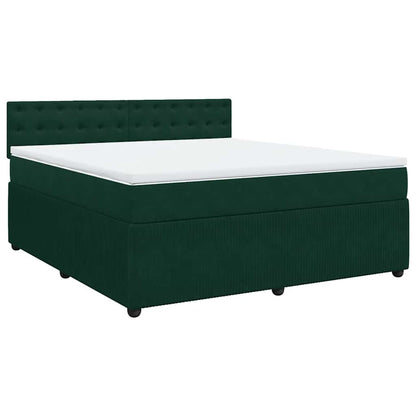 Giroletto a Molle con Materasso Verde Scuro 180x200 cm Velluto