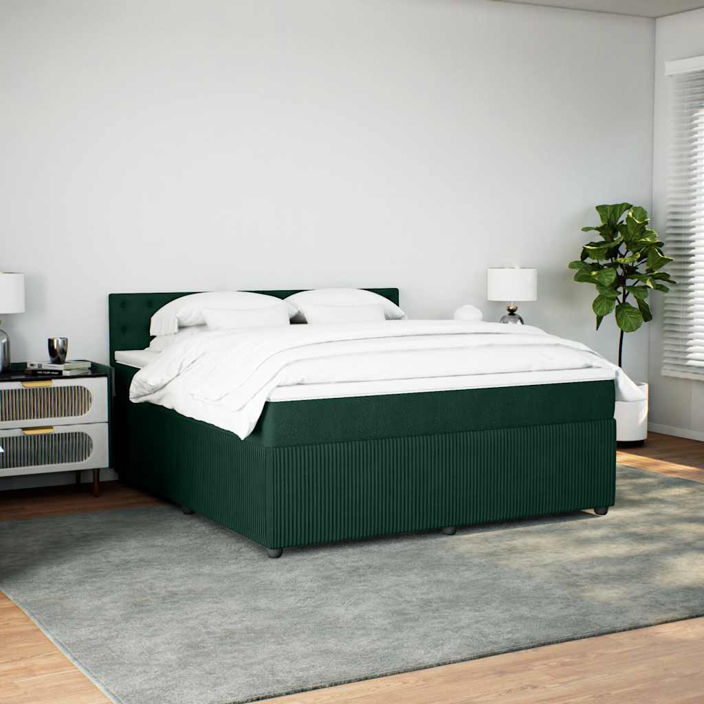 Giroletto a Molle con Materasso Verde Scuro 180x200 cm Velluto