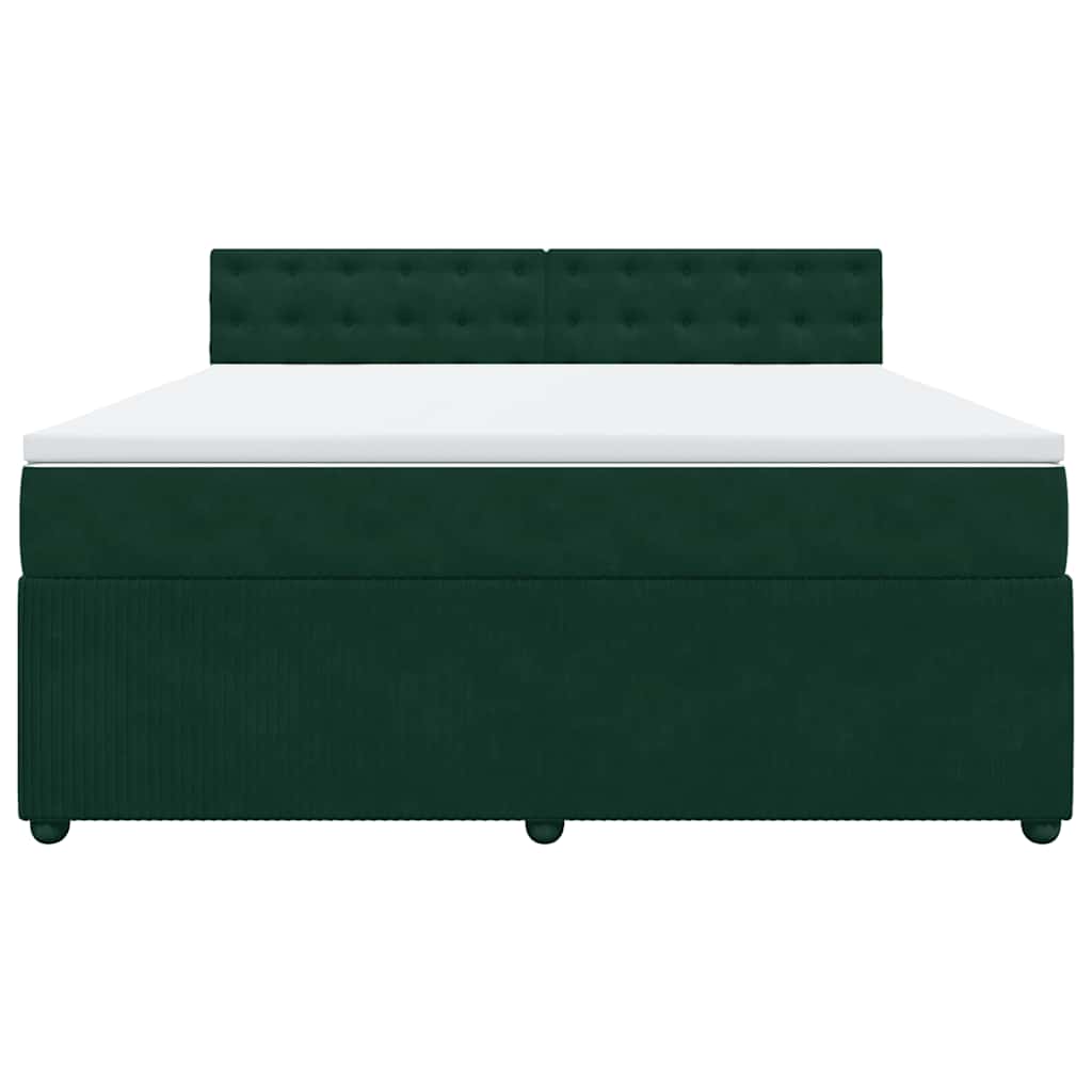 Giroletto a Molle con Materasso Verde Scuro 180x200 cm Velluto