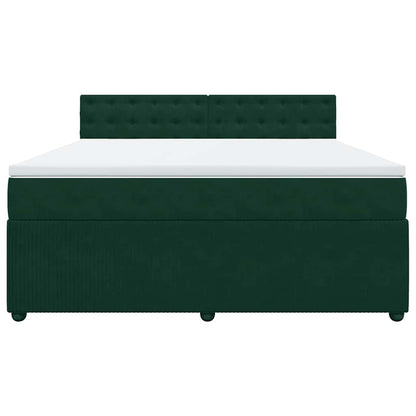 Giroletto a Molle con Materasso Verde Scuro 180x200 cm Velluto