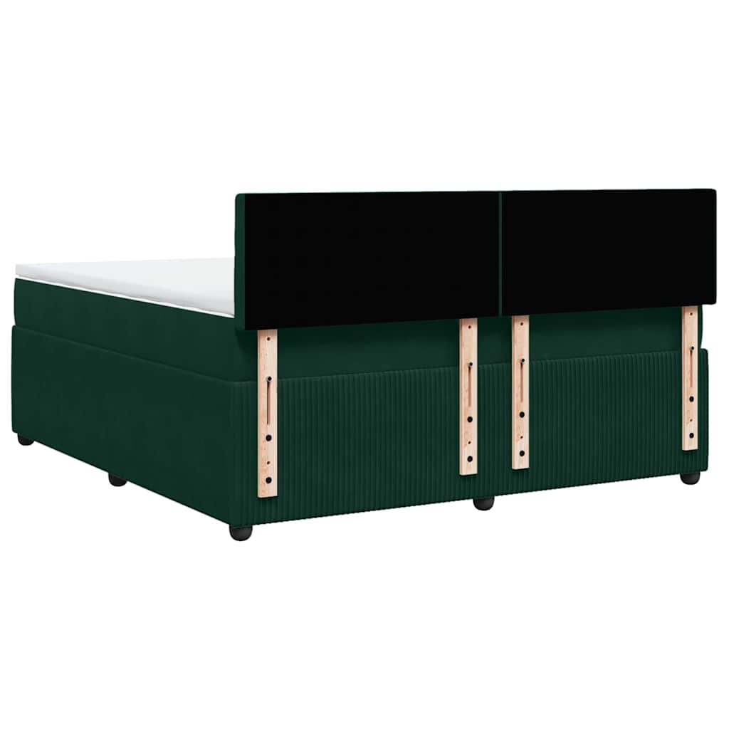 Giroletto a Molle con Materasso Verde Scuro 180x200 cm Velluto