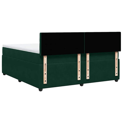 Giroletto a Molle con Materasso Verde Scuro 180x200 cm Velluto