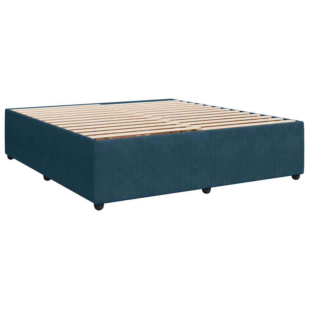 Giroletto a Molle con Materasso Blu 180x200 cm in Velluto