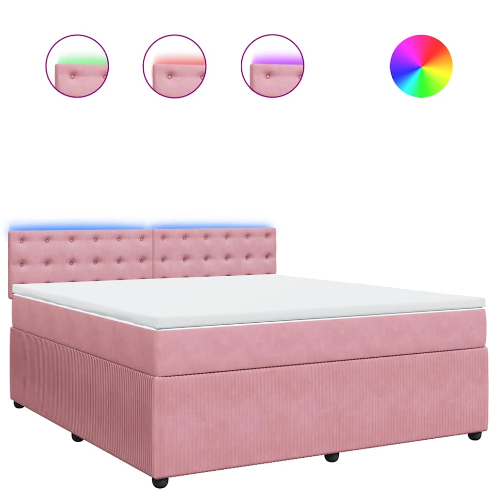Giroletto a Molle con Materasso Rosa 180x200 cm in Velluto | homemem39