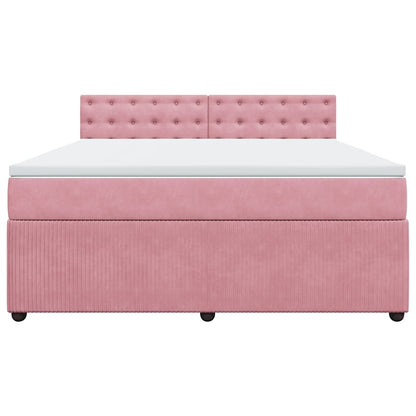 Giroletto a Molle con Materasso Rosa 180x200 cm in Velluto | homemem39