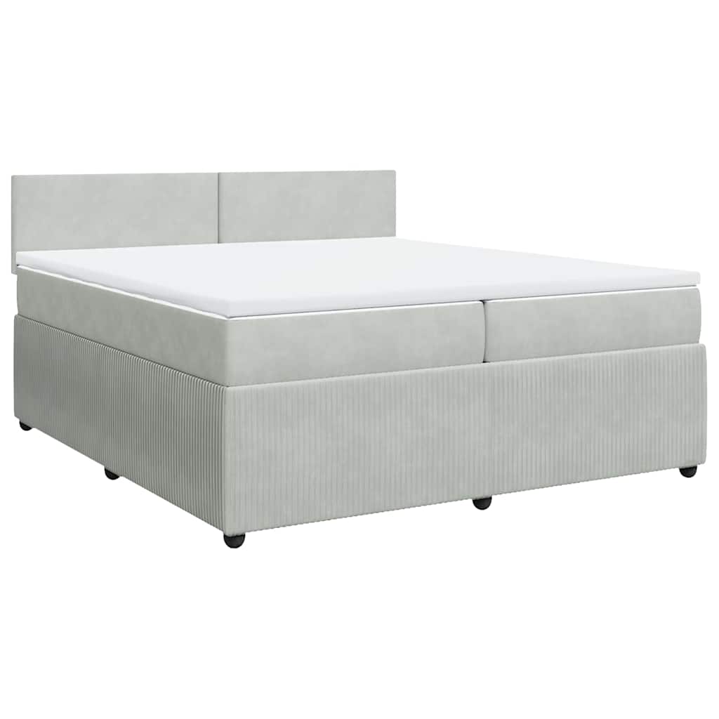 Giroletto a Molle con Materasso Grigio Chiaro 200x200cm Velluto