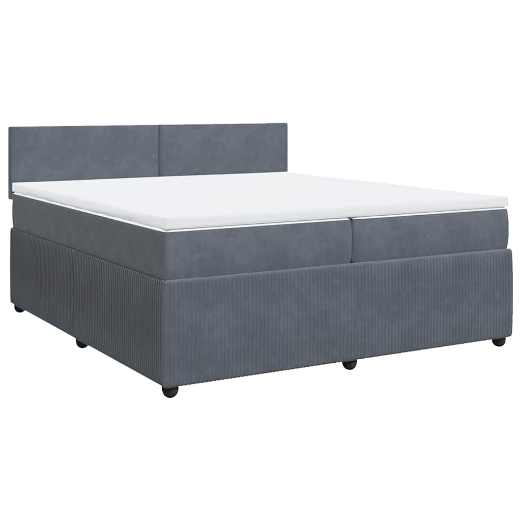Giroletto a Molle con Materasso Grigio Scuro 200x200 cm Velluto