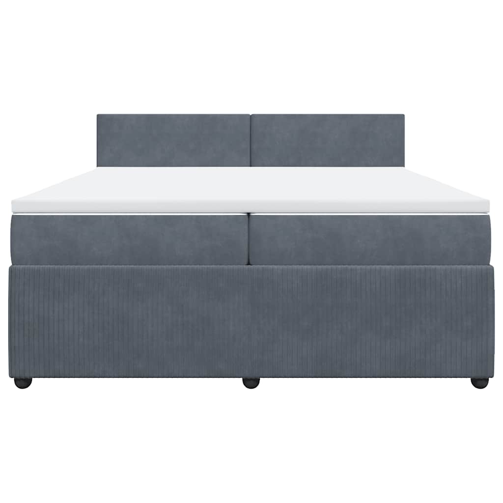 Giroletto a Molle con Materasso Grigio Scuro 200x200 cm Velluto