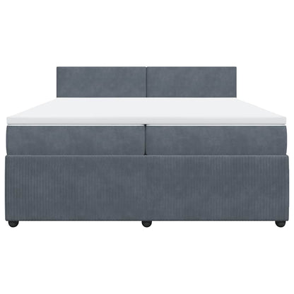 Giroletto a Molle con Materasso Grigio Scuro 200x200 cm Velluto
