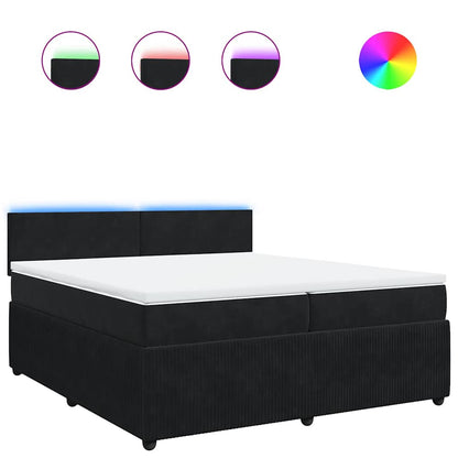 Giroletto a Molle con Materasso Nero 200x200 cm in Velluto