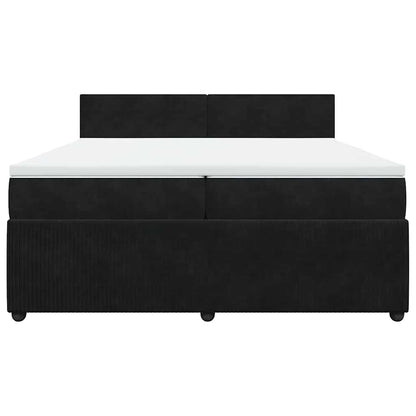 Giroletto a Molle con Materasso Nero 200x200 cm in Velluto
