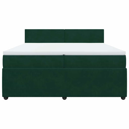 Giroletto a Molle con Materasso Verde Scuro 200x200 cm Velluto
