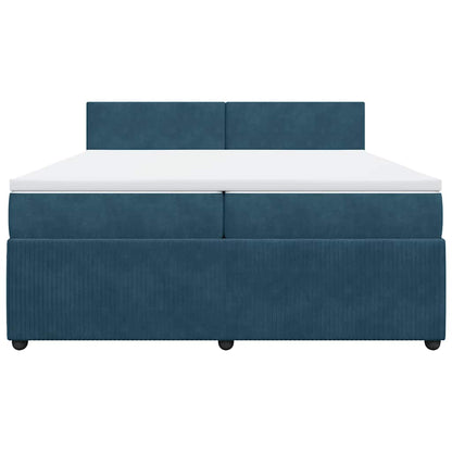 Giroletto a Molle con Materasso Blu 200x200 cm in Velluto