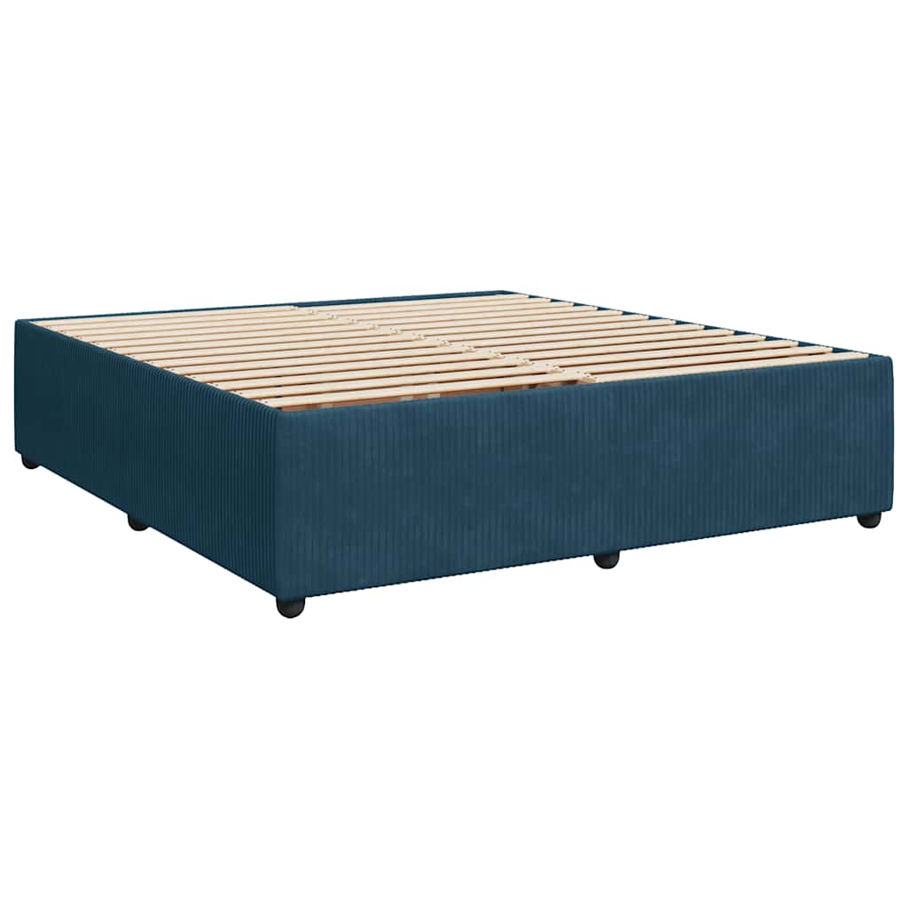 Giroletto a Molle con Materasso Blu 200x200 cm in Velluto