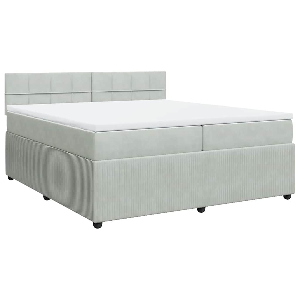 Giroletto a Molle con Materasso Grigio Chiaro 200x200cm Velluto