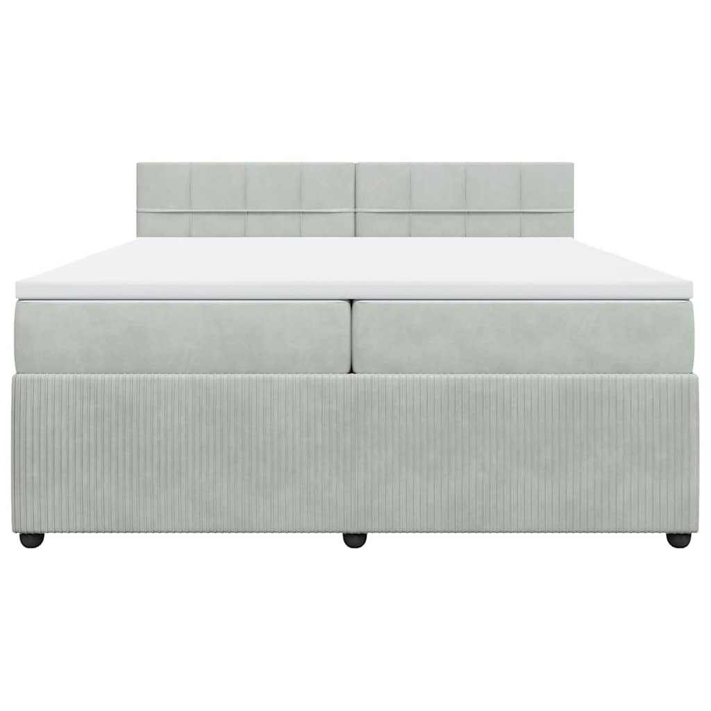 Giroletto a Molle con Materasso Grigio Chiaro 200x200cm Velluto