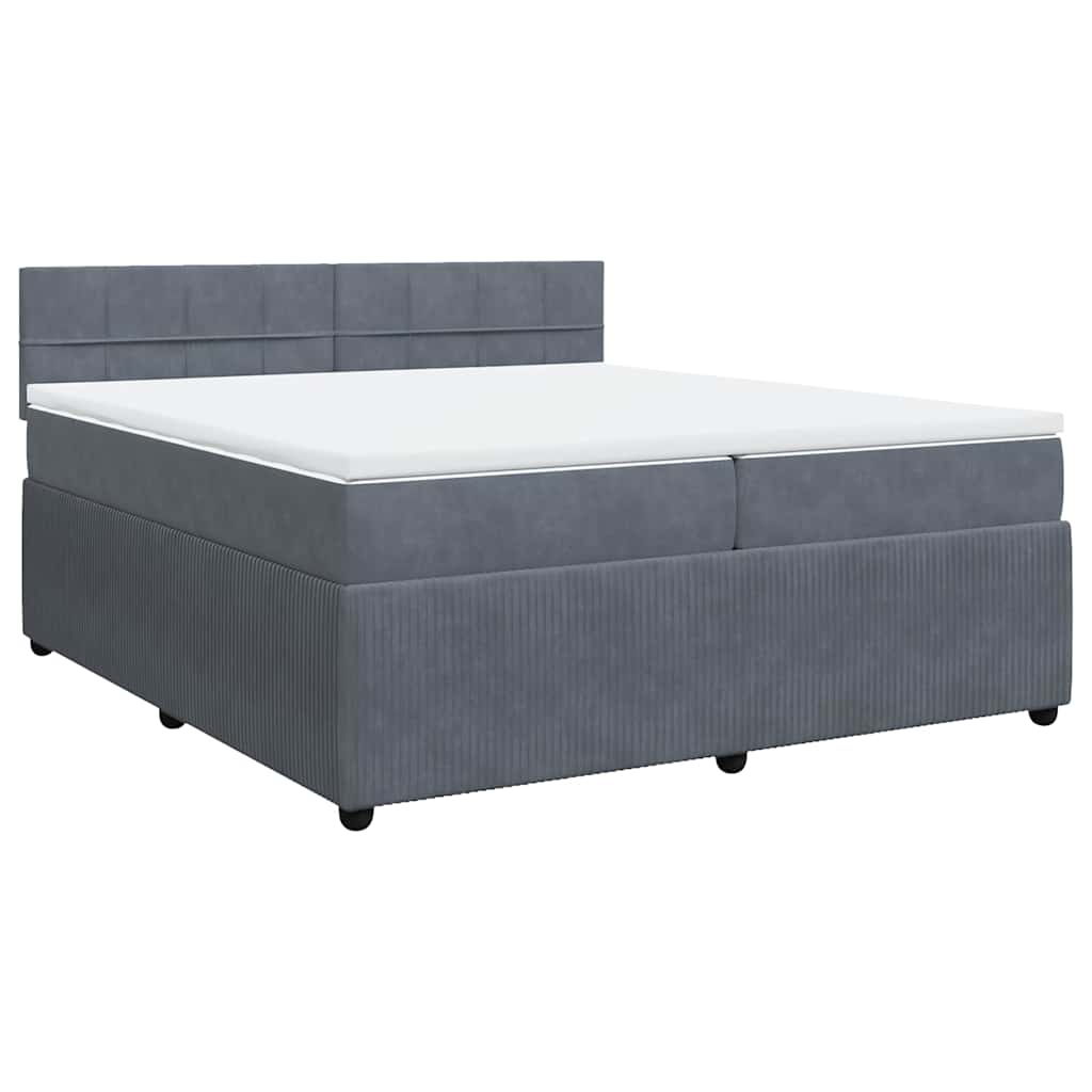 Giroletto a Molle con Materasso Grigio Scuro 200x200 cm Velluto