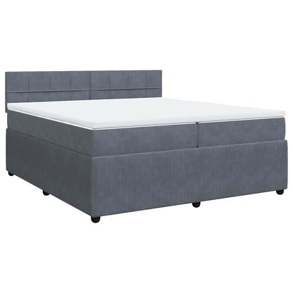 Giroletto a Molle con Materasso Grigio Scuro 200x200 cm Velluto