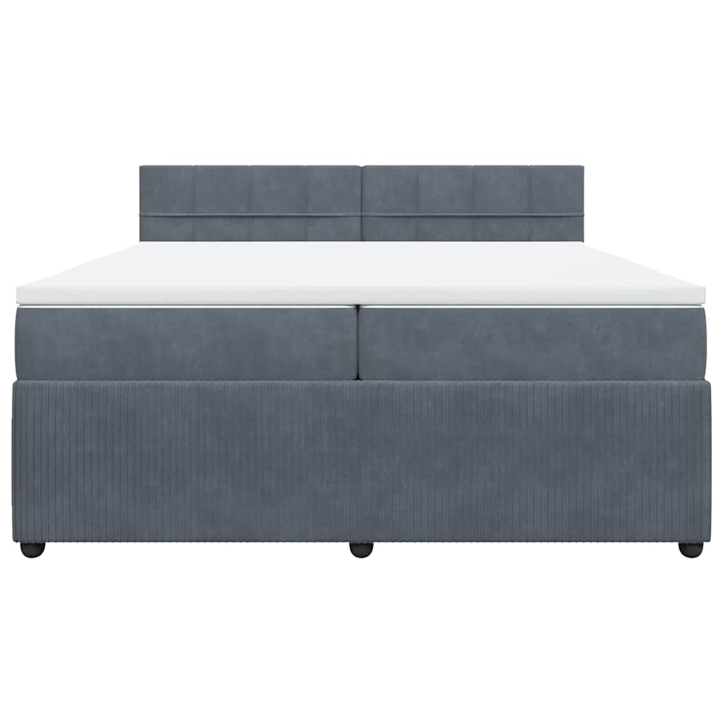 Giroletto a Molle con Materasso Grigio Scuro 200x200 cm Velluto