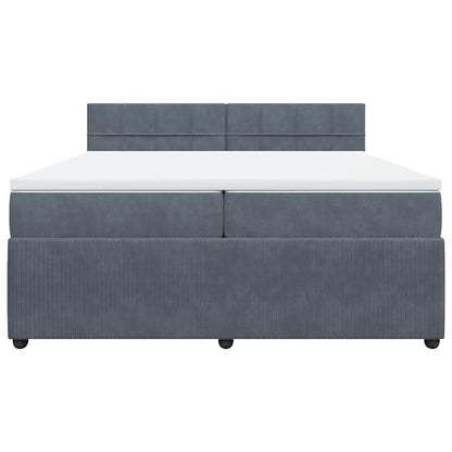 Giroletto a Molle con Materasso Grigio Scuro 200x200 cm Velluto