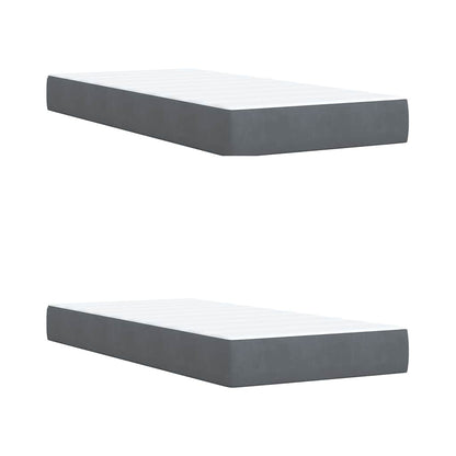 Giroletto a Molle con Materasso Grigio Scuro 200x200 cm Velluto