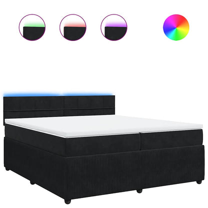 Giroletto a Molle con Materasso Nero 200x200 cm in Velluto