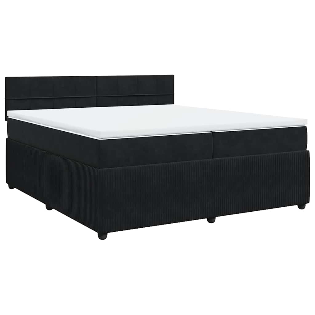Giroletto a Molle con Materasso Nero 200x200 cm in Velluto