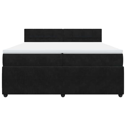 Giroletto a Molle con Materasso Nero 200x200 cm in Velluto