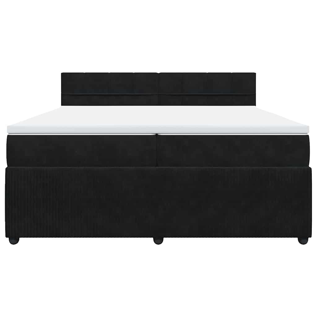 Giroletto a Molle con Materasso Nero 200x200 cm in Velluto