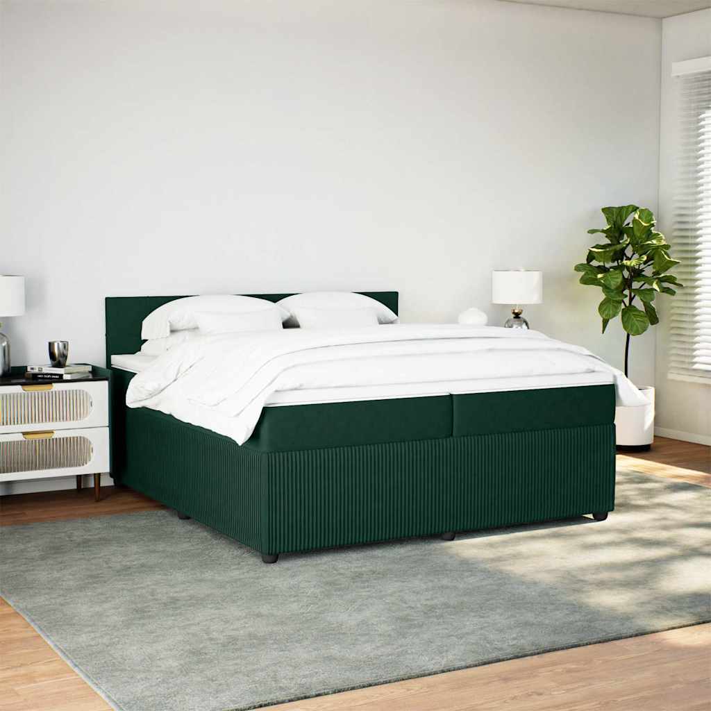 Giroletto a Molle con Materasso Verde Scuro 200x200 cm Velluto