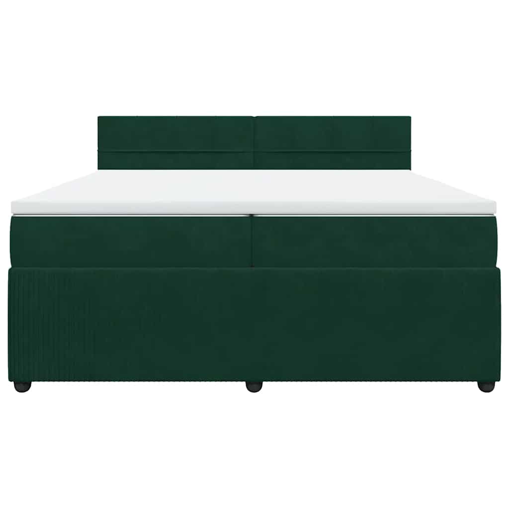 Giroletto a Molle con Materasso Verde Scuro 200x200 cm Velluto