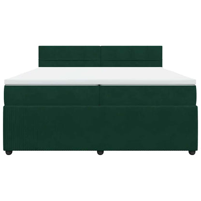 Giroletto a Molle con Materasso Verde Scuro 200x200 cm Velluto