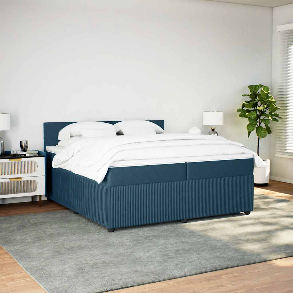 Giroletto a Molle con Materasso Blu 200x200 cm in Velluto
