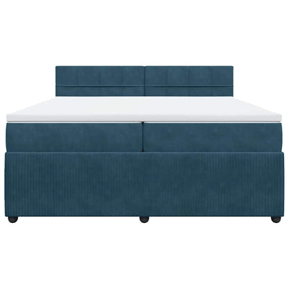 Giroletto a Molle con Materasso Blu 200x200 cm in Velluto