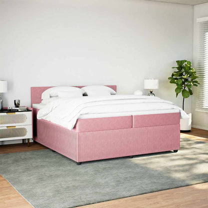 Giroletto a Molle con Materasso Rosa 200x200 cm in Velluto