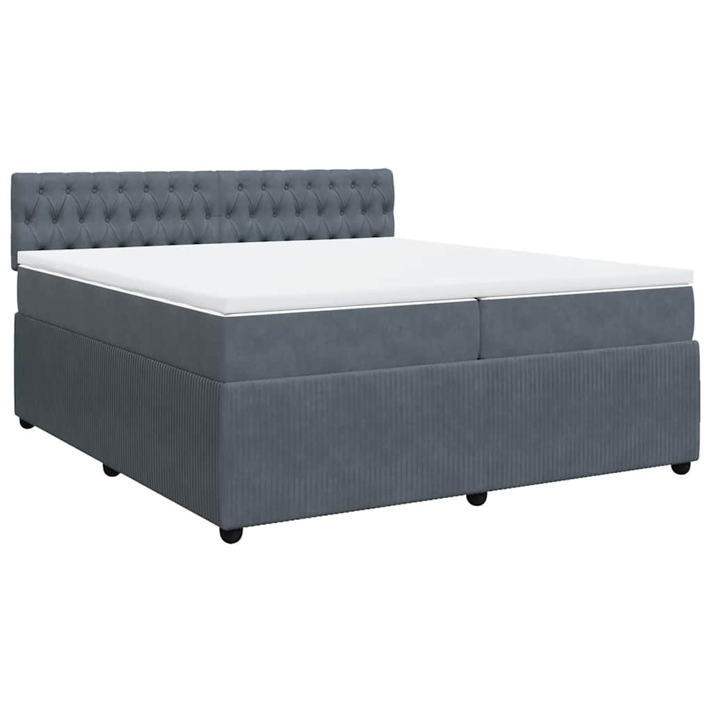Giroletto a Molle con Materasso Grigio Scuro 200x200 cm Velluto