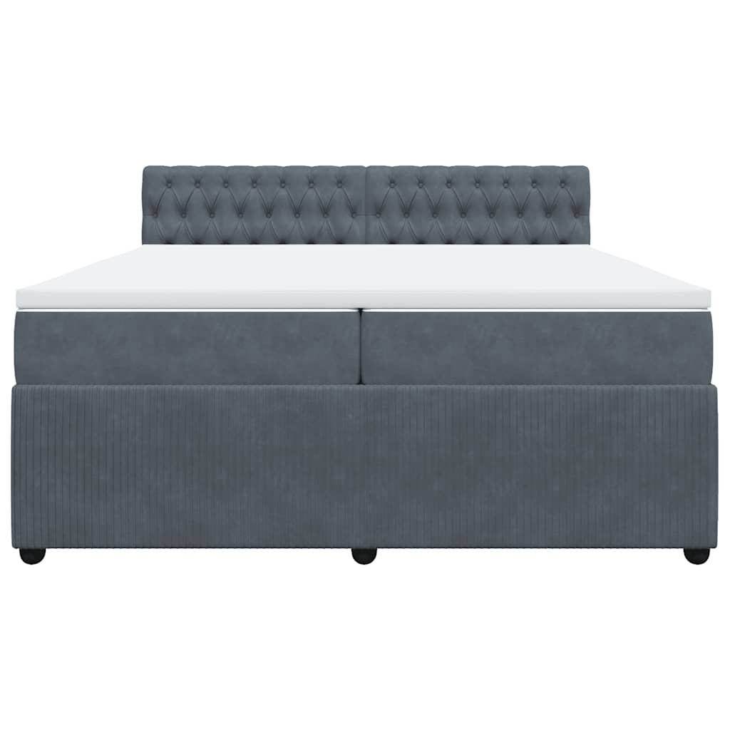 Giroletto a Molle con Materasso Grigio Scuro 200x200 cm Velluto