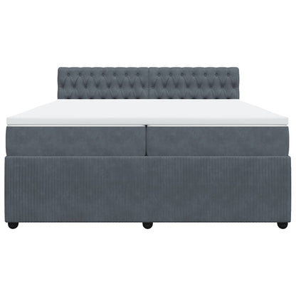 Giroletto a Molle con Materasso Grigio Scuro 200x200 cm Velluto