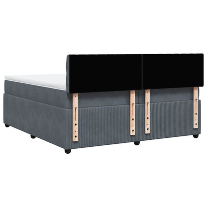 Giroletto a Molle con Materasso Grigio Scuro 200x200 cm Velluto