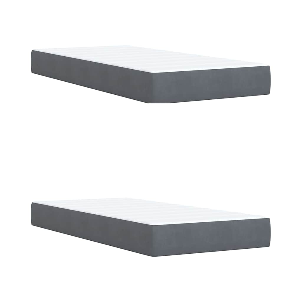 Giroletto a Molle con Materasso Grigio Scuro 200x200 cm Velluto