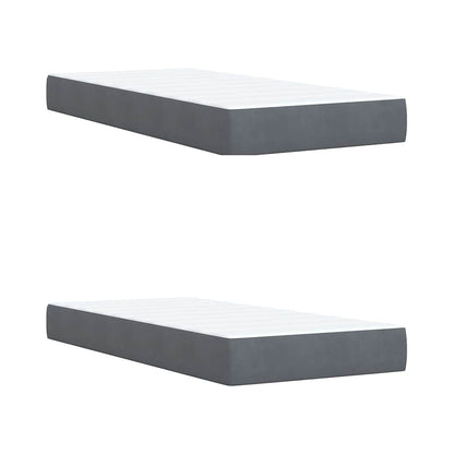 Giroletto a Molle con Materasso Grigio Scuro 200x200 cm Velluto