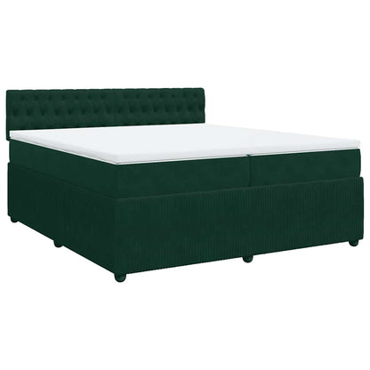 Giroletto a Molle con Materasso Verde Scuro 200x200 cm Velluto