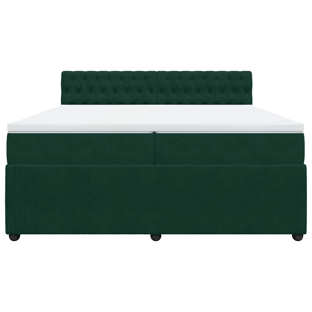 Giroletto a Molle con Materasso Verde Scuro 200x200 cm Velluto