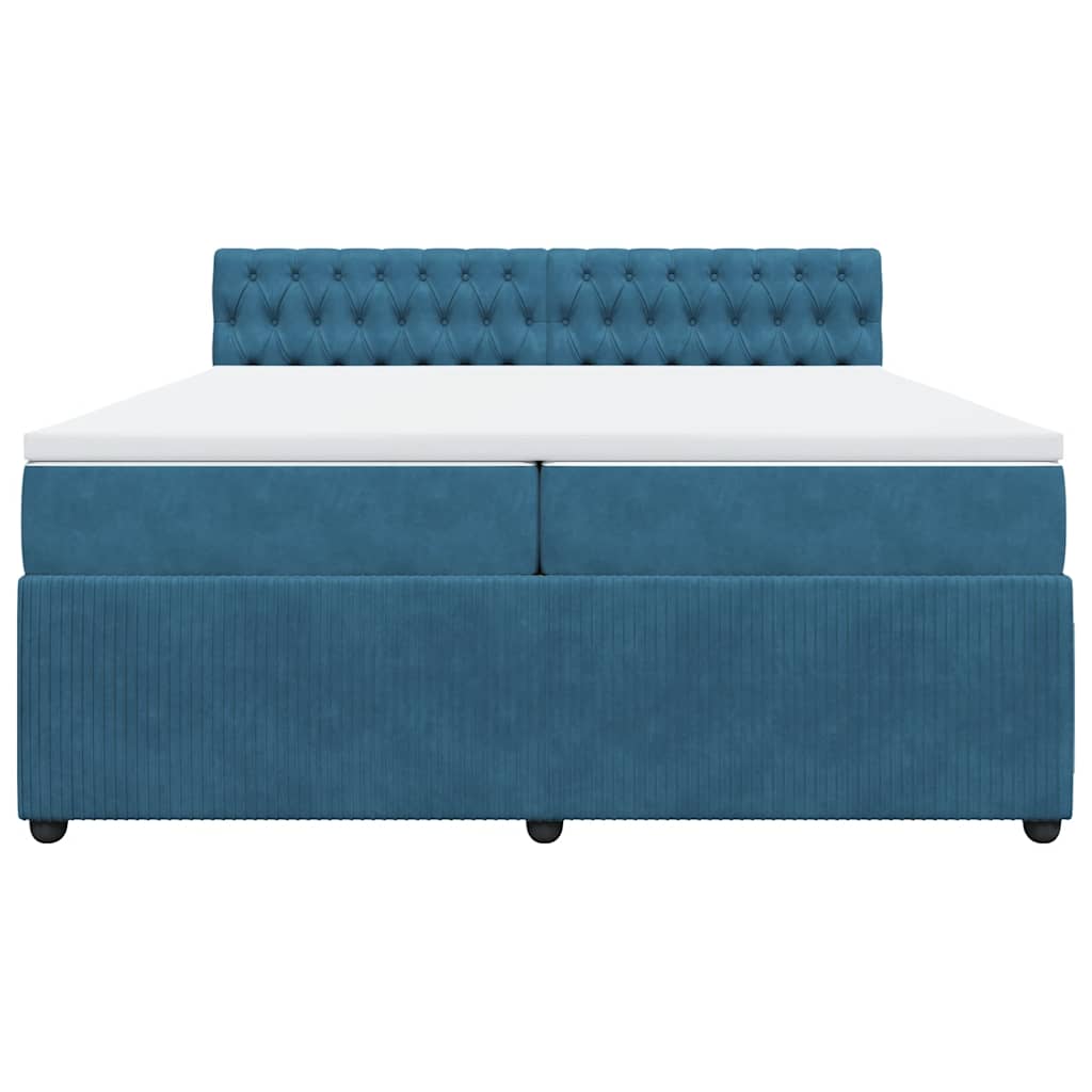 Giroletto a Molle con Materasso Blu 200x200 cm in Velluto