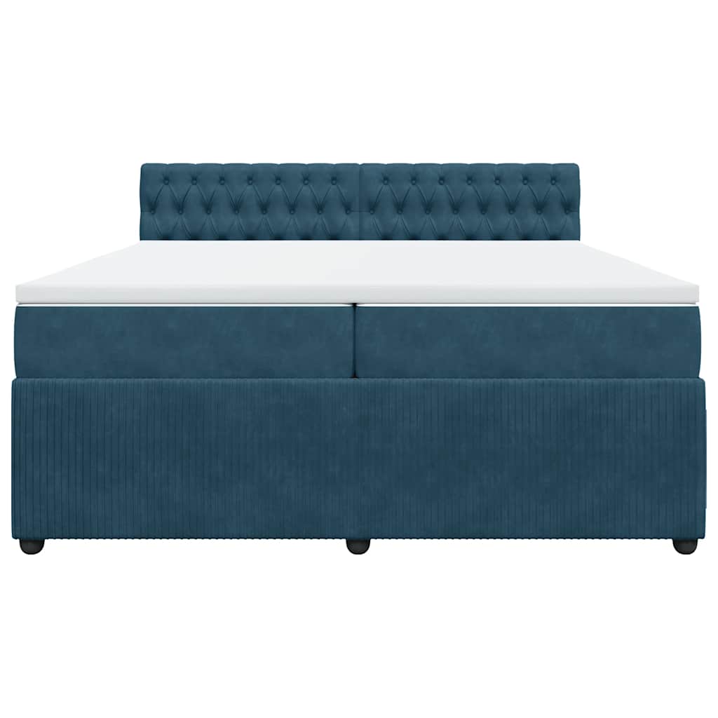 Giroletto a Molle con Materasso Blu 200x200 cm in Velluto