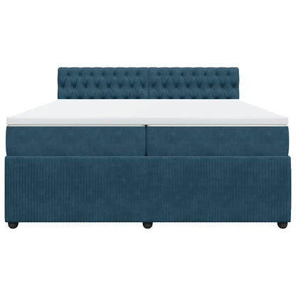 Giroletto a Molle con Materasso Blu 200x200 cm in Velluto